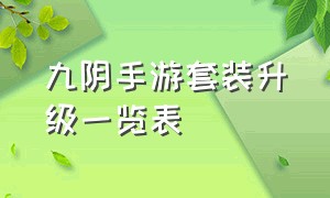 九阴手游套装升级一览表