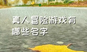 真人冒险游戏有哪些名字