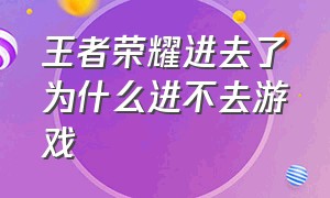 王者荣耀进去了为什么进不去游戏