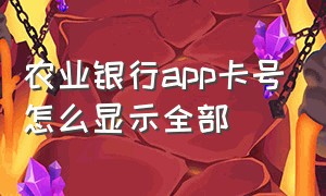 农业银行app卡号怎么显示全部