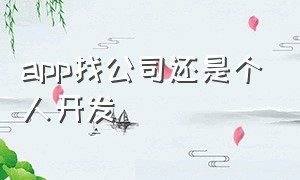 app找公司还是个人开发