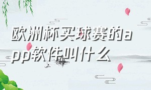 欧洲杯买球赛的app软件叫什么