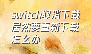 switch取消下载居然要重新下载怎么办