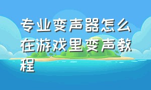 专业变声器怎么在游戏里变声教程