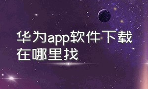 华为app软件下载在哪里找