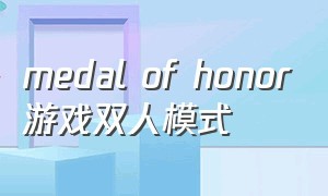 medal of honor游戏双人模式