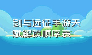 剑与远征手游天赋解锁顺序表