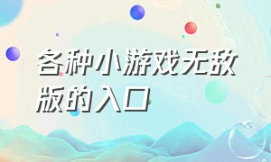 各种小游戏无敌版的入口