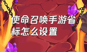 使命召唤手游省标怎么设置