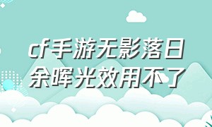 cf手游无影落日余晖光效用不了