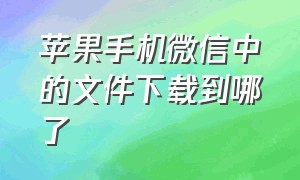 苹果手机微信中的文件下载到哪了