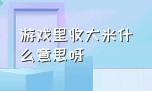 游戏里收大米什么意思呀