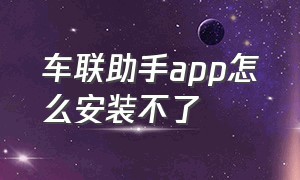 车联助手app怎么安装不了