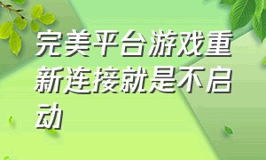 完美平台游戏重新连接就是不启动