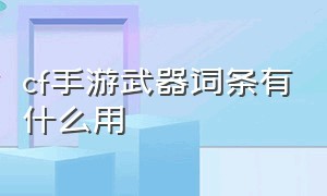 cf手游武器词条有什么用