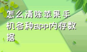 怎么清除苹果手机各种app内存数据