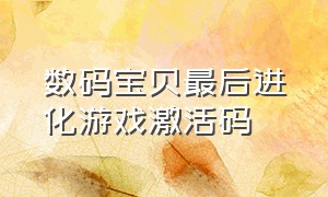 数码宝贝最后进化游戏激活码