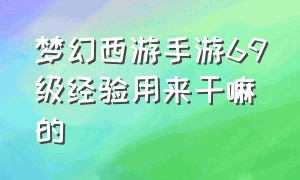 梦幻西游手游69级经验用来干嘛的