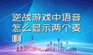 逆战游戏中语音怎么显示两个麦啊