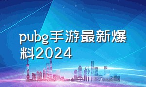 pubg手游最新爆料2024