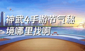 神武4手游节气秘境哪里找啊