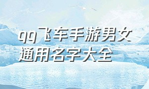 qq飞车手游男女通用名字大全