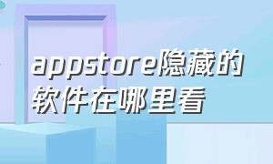 appstore隐藏的软件在哪里看