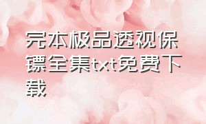 完本极品透视保镖全集txt免费下载