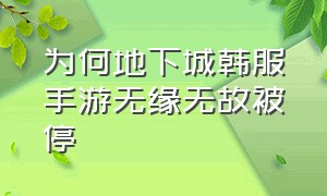 为何地下城韩服手游无缘无故被停