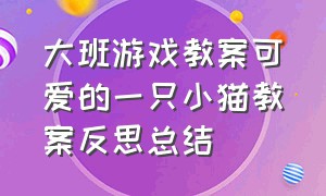 大班游戏教案可爱的一只小猫教案反思总结