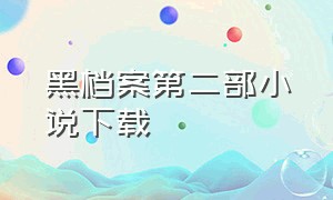 黑档案第二部小说下载