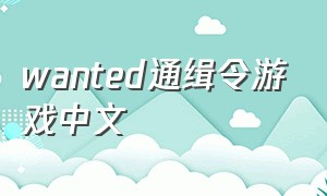 wanted通缉令游戏中文
