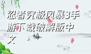 忍者究极风暴3手游下载破解版中文