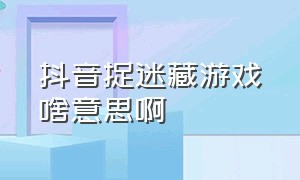 抖音捉迷藏游戏啥意思啊