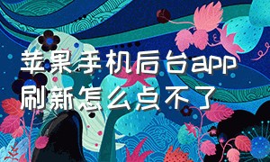 苹果手机后台app刷新怎么点不了