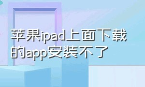 苹果ipad上面下载的app安装不了