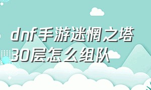 dnf手游迷惘之塔30层怎么组队