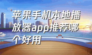 苹果手机本地播放器app推荐哪个好用