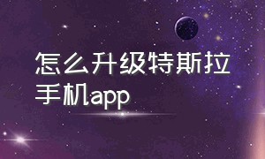 怎么升级特斯拉手机app