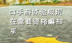 cf手游体验服现在需要资格嘛知乎