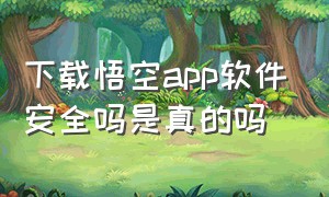 下载悟空app软件安全吗是真的吗