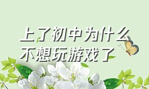 上了初中为什么不想玩游戏了