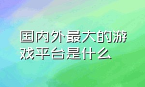 国内外最大的游戏平台是什么