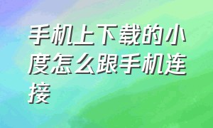 手机上下载的小度怎么跟手机连接