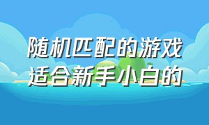 随机匹配的游戏适合新手小白的