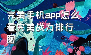 完美手机app怎么看完美战力排行图