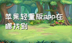 苹果轻量版app在哪找到