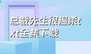 总裁先生很温柔txt全集下载