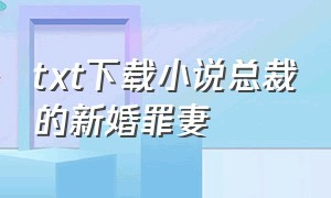 txt下载小说总裁的新婚罪妻