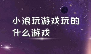 小浪玩游戏玩的什么游戏